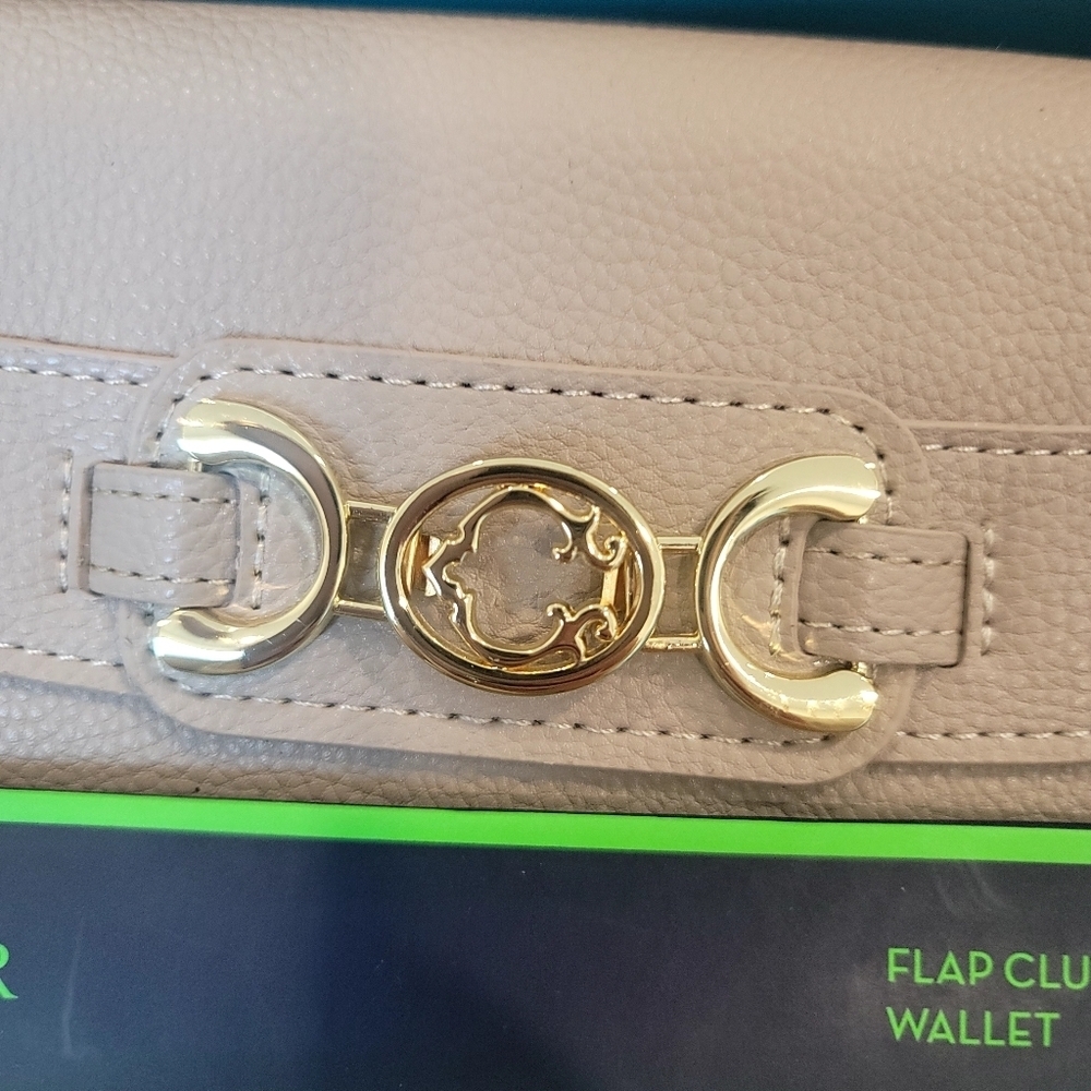 NEW C. WONDER Naomi Caviar Texture Satchel and Flap Clutch Wallet in Tan - Picture 12 of 17